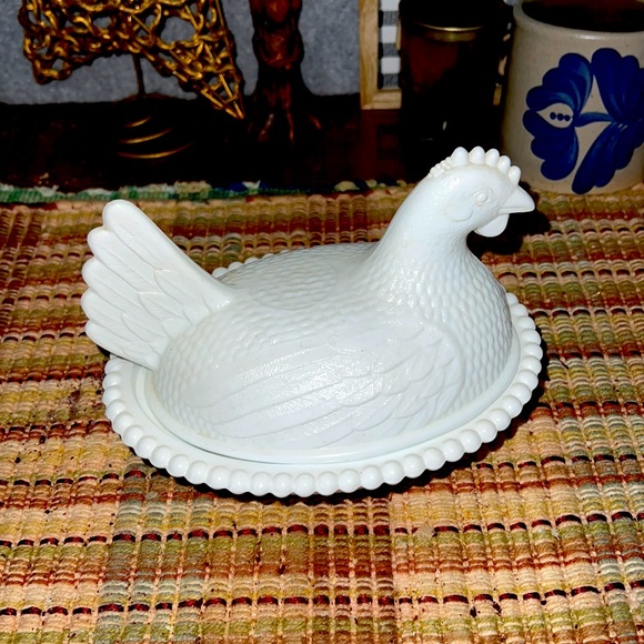 Other - Vintage Indiana White Milk Glass Hen on Nest Covered Candy Dish